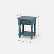 Coastal Blue Vintage-Inspired End Table with Drawer