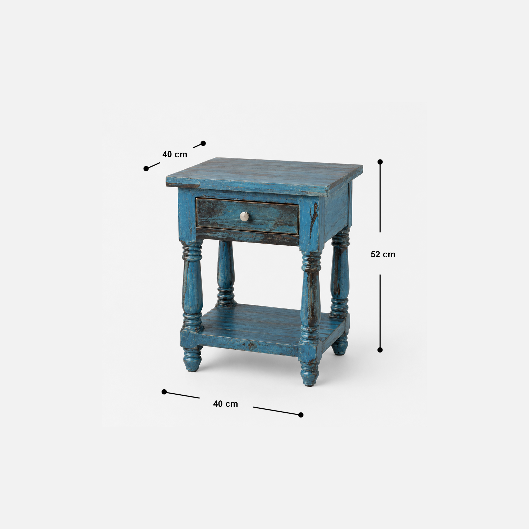 Coastal Blue Vintage-Inspired End Table with Drawer