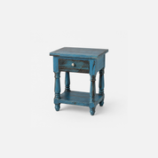 Coastal Blue Vintage-Inspired End Table with Drawer
