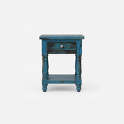 Coastal Blue Vintage-Inspired End Table with Drawer