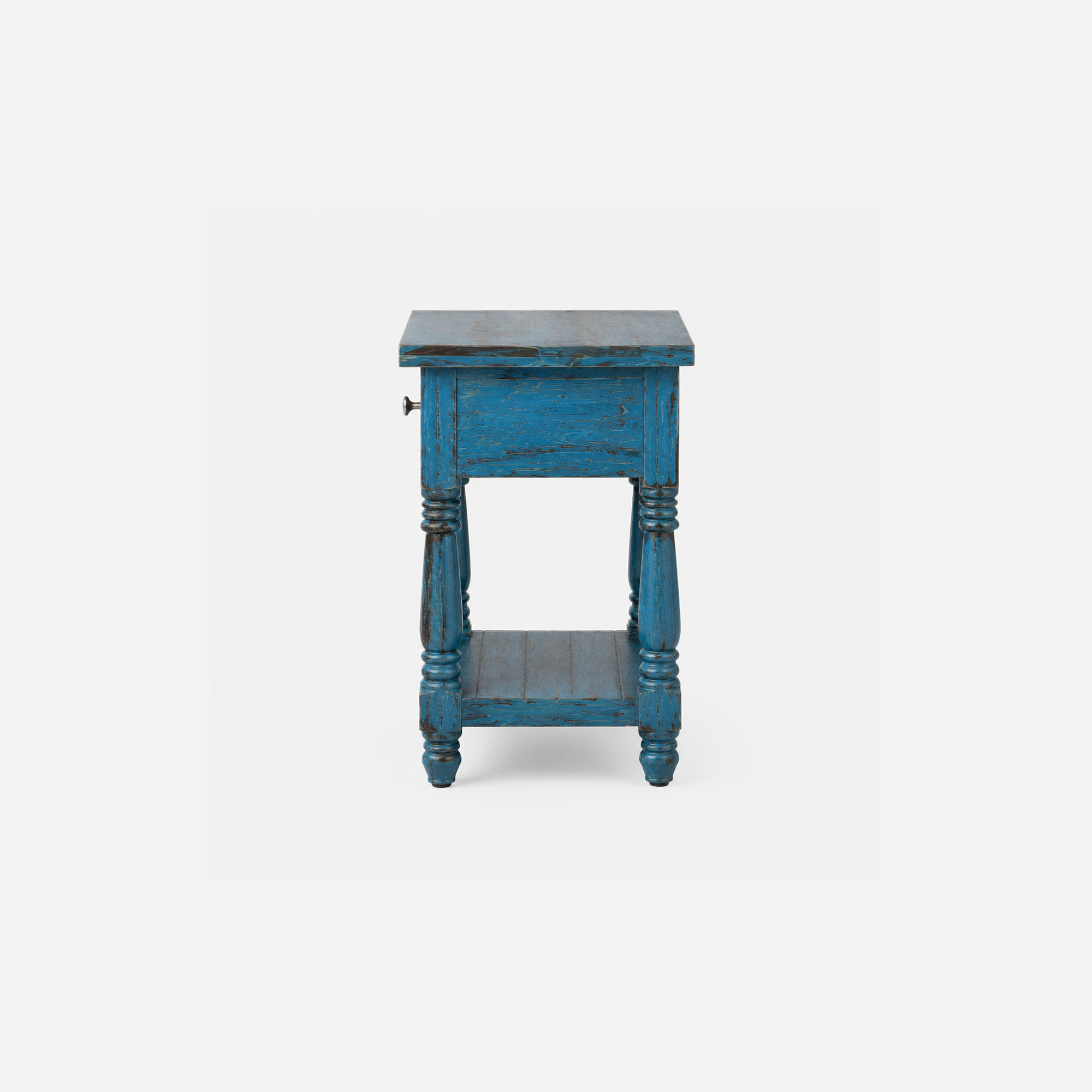 Coastal Blue Vintage-Inspired End Table with Drawer