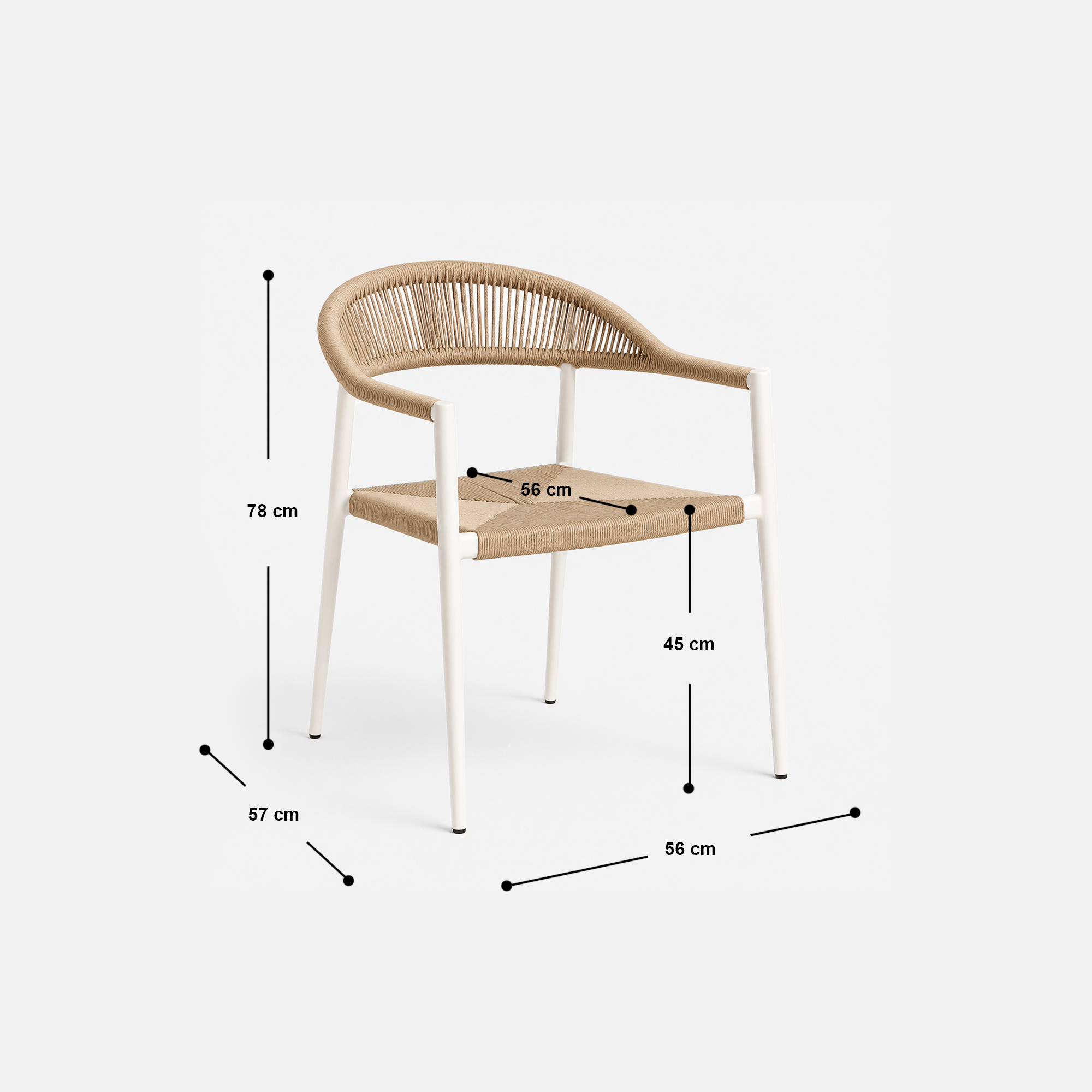 Coastal Breeze White Frame Woven Seat Cafe Chair