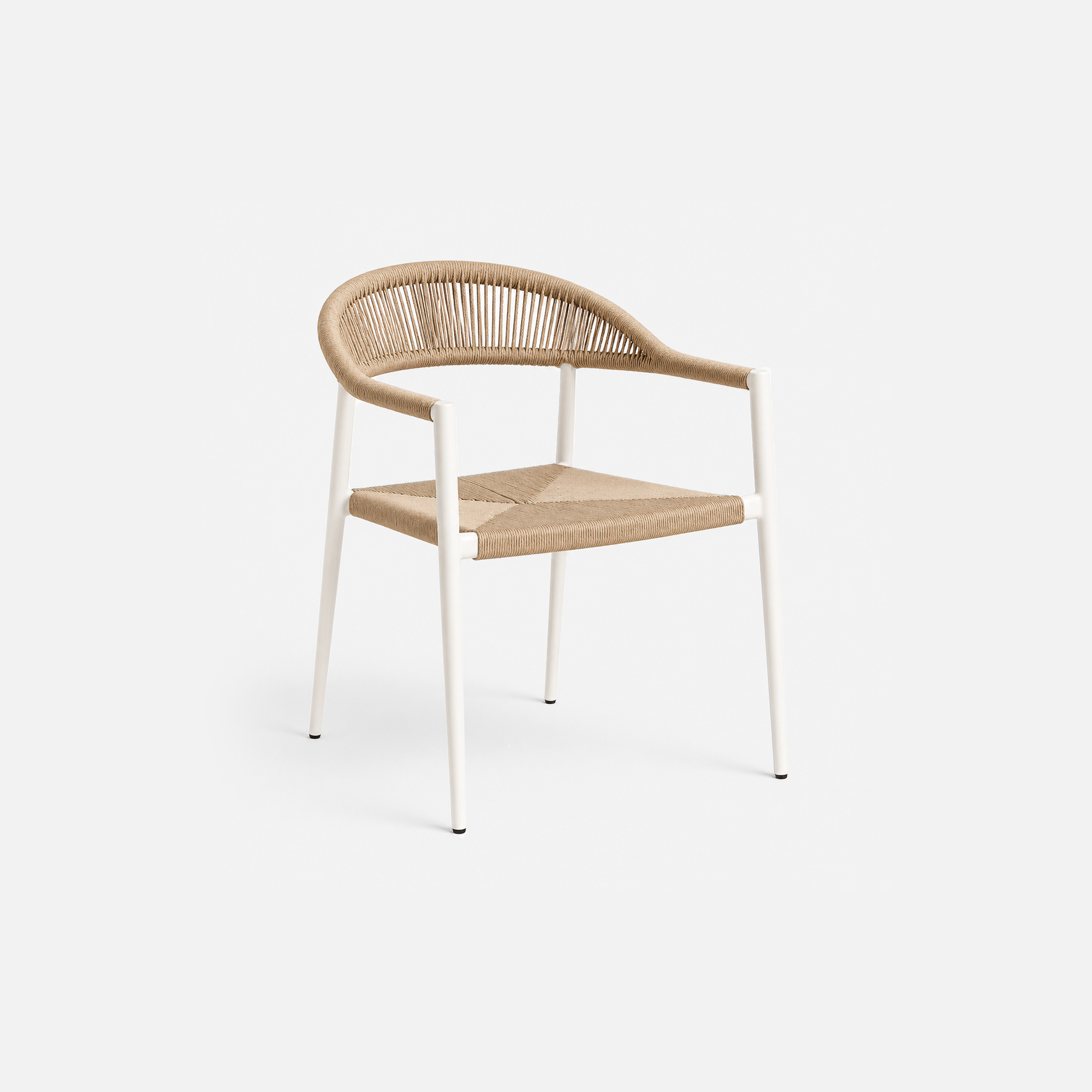 Coastal Breeze White Frame Woven Seat Cafe Chair