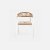 Coastal Breeze White Frame Woven Seat Cafe Chair