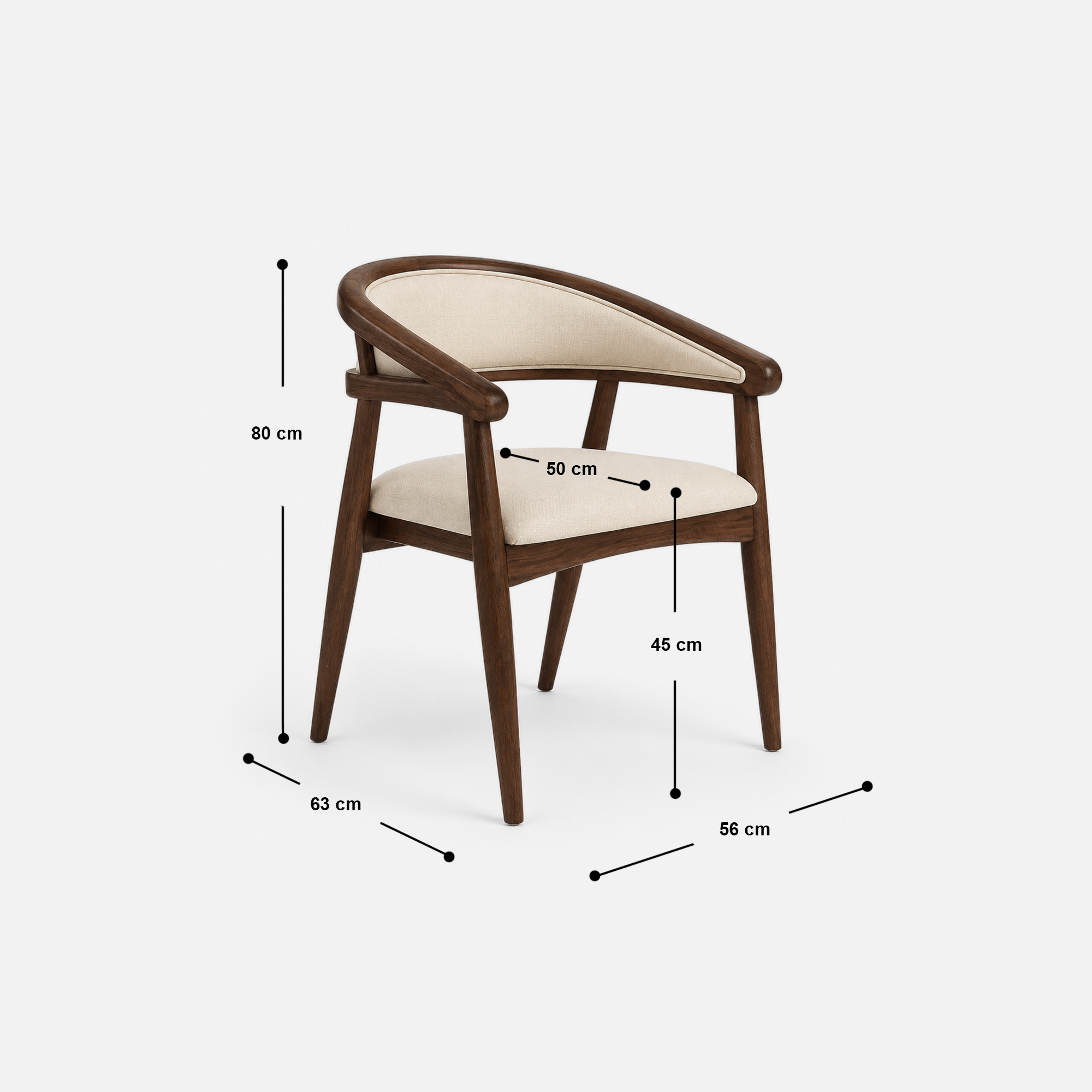 Crestwood Ivory Upholstered Cafe Chair with Walnut Frame
