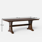 Cruz Luxury Dining Table - 8 Seater - 210 cm x 100 cm x 76 cm H - Mango