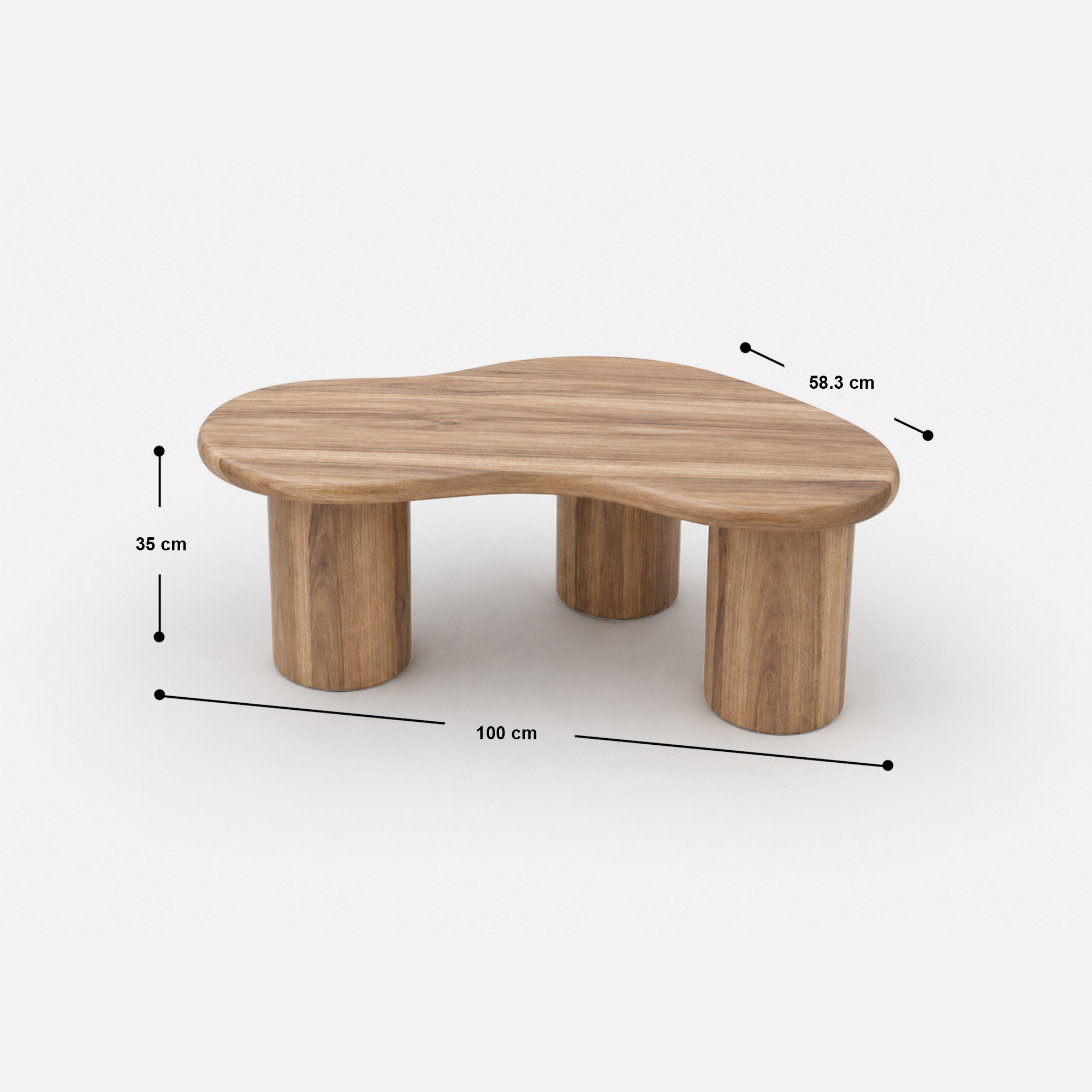 Bowie Curved Coffee Table with Rounded Legs