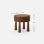 Cylindro Walnut Side Table with Textured Drum Design