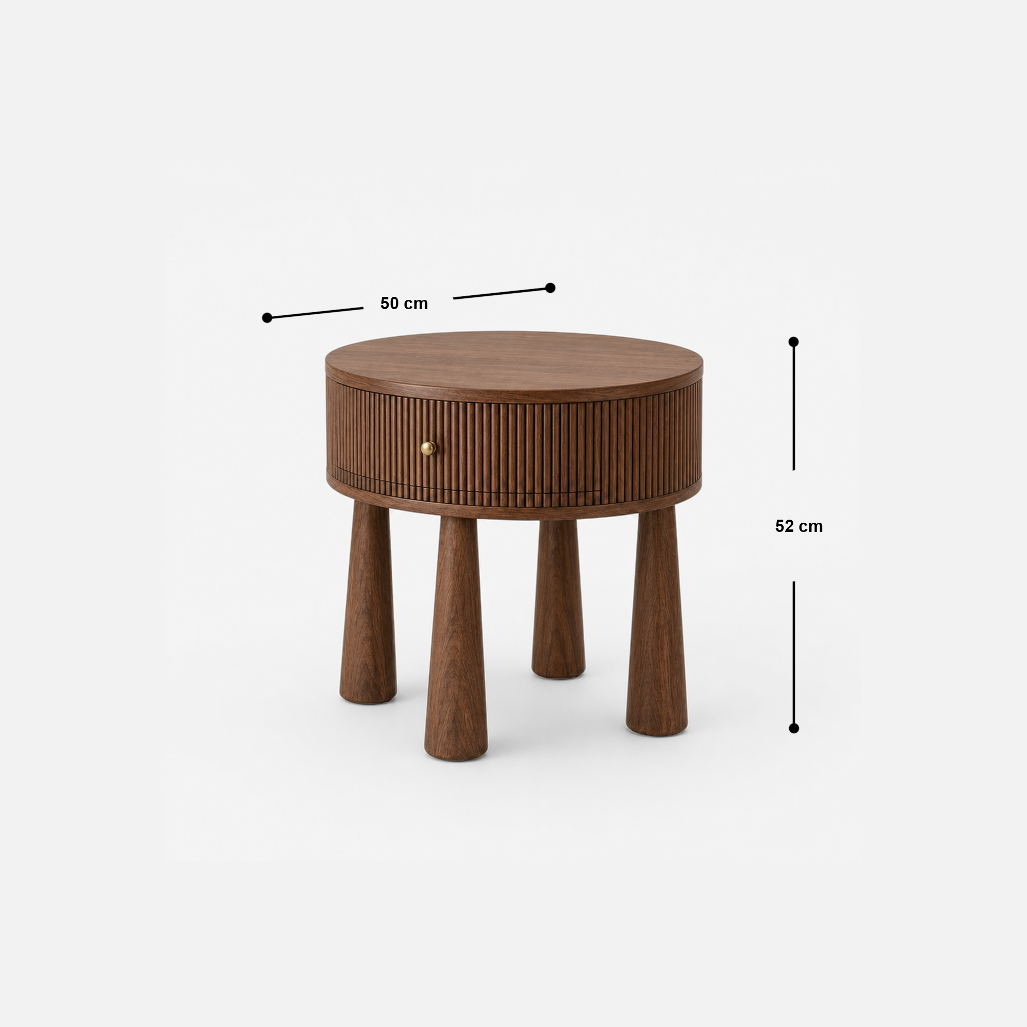Cylindro Walnut Side Table with Textured Drum Design