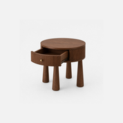 Cylindro Walnut Side Table with Textured Drum Design