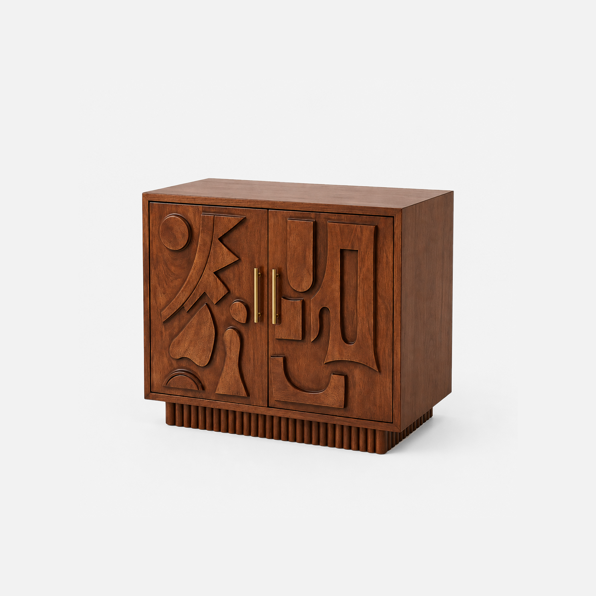 Dale Carved Mid-Century Wooden Sideboard