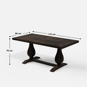 Derbyshire Luxury Dining Table - Large 6 Seater - 175 cm x 90 cm x 76 cm - Mango