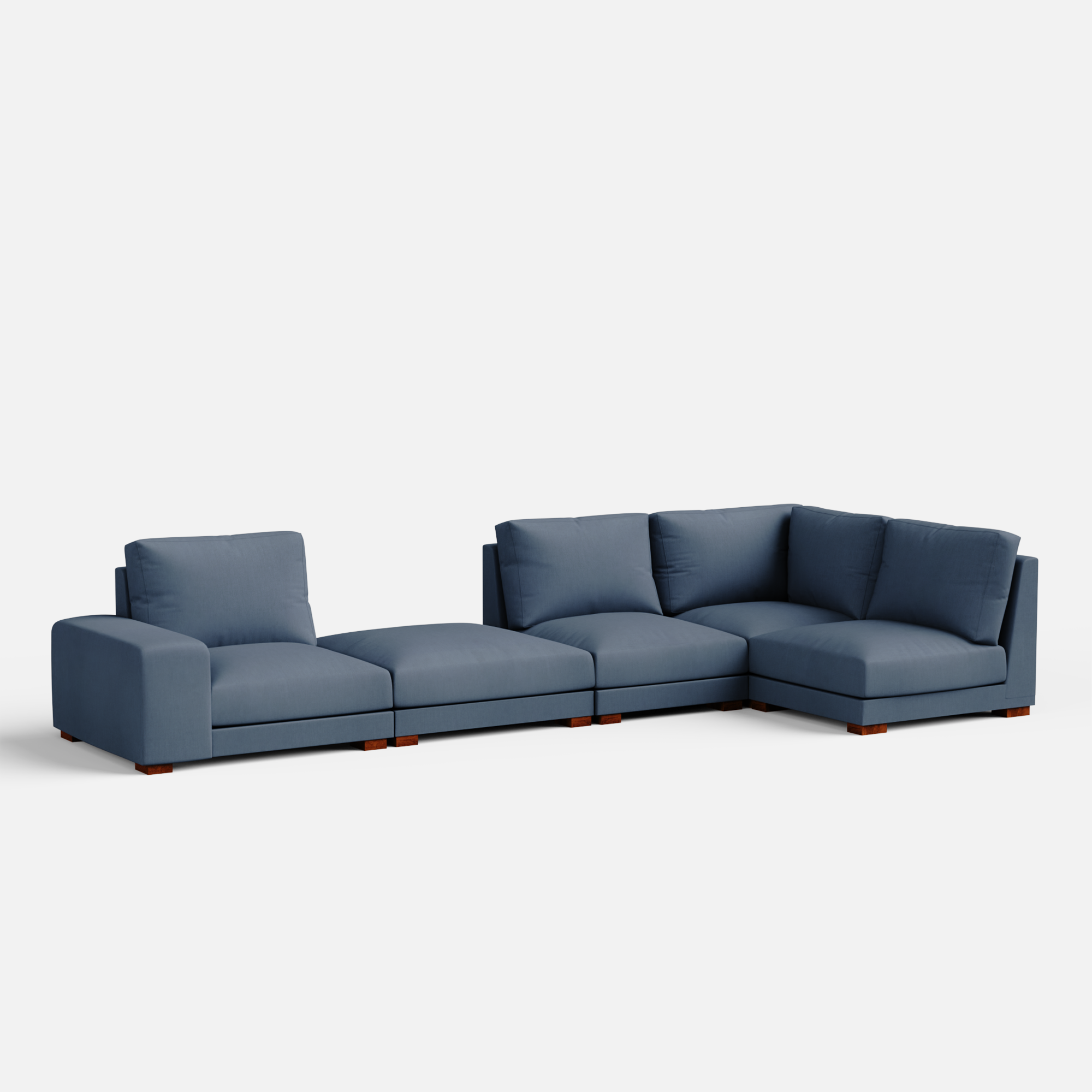 Derek modular right arm 4 seater sofa with ottoman - 133.5" | 62" Left chaise - Crafts Mill Bespoke Furniture - Modular sectional sofas