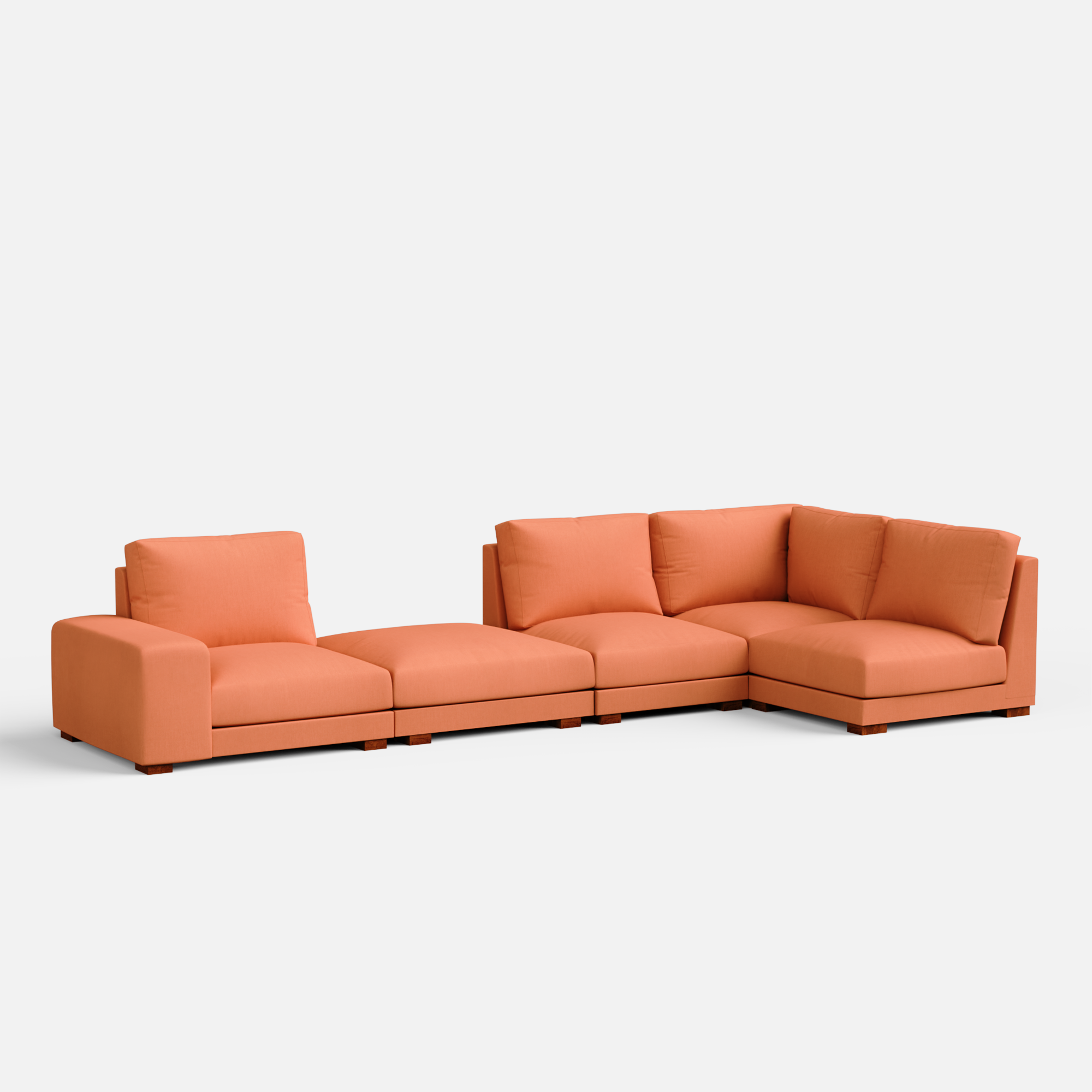 Derek modular right arm 4 seater sofa with ottoman - 133.5" | 62" Left chaise - Crafts Mill Bespoke Furniture - Modular sectional sofas
