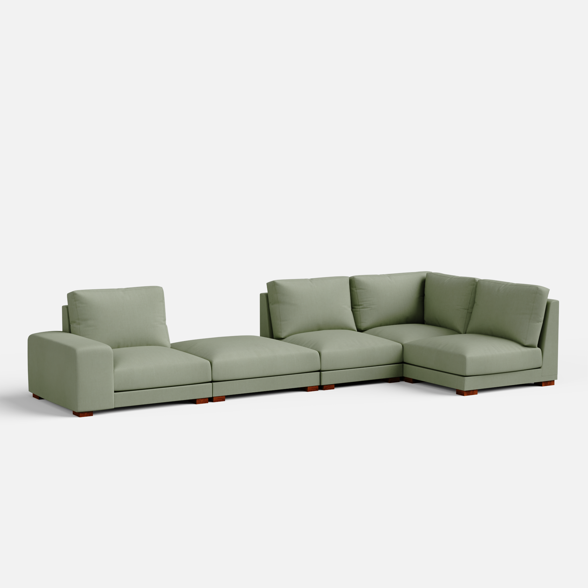 Derek modular right arm 4 seater sofa with ottoman - 133.5" | 62" Left chaise - Crafts Mill Bespoke Furniture - Modular sectional sofas