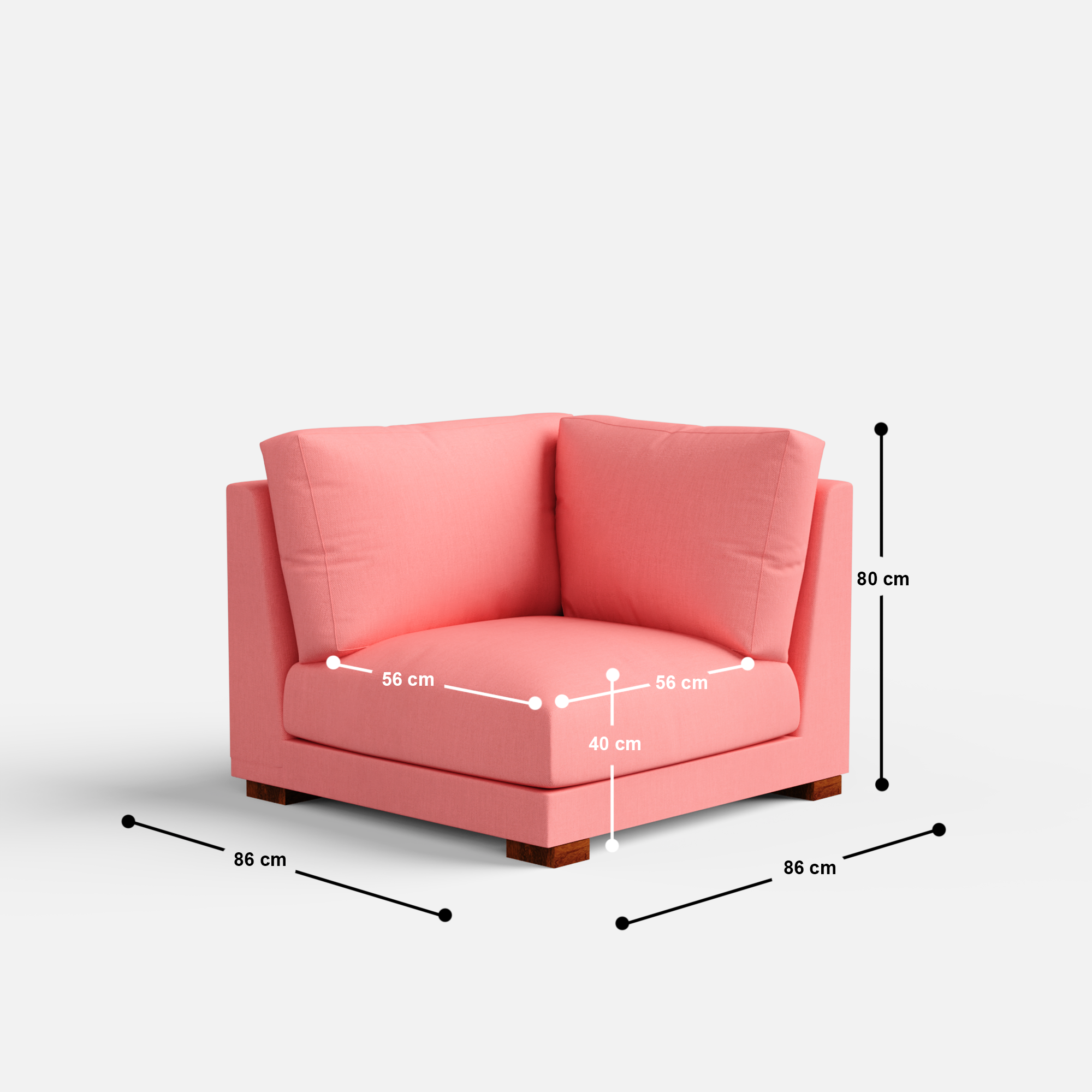 Derek Modular U- Shaped sofa - 62" Left Chaise | 123" Middle | 62" Right Chaise - Crafts Mill Bespoke Furniture - Modular sectional sofas