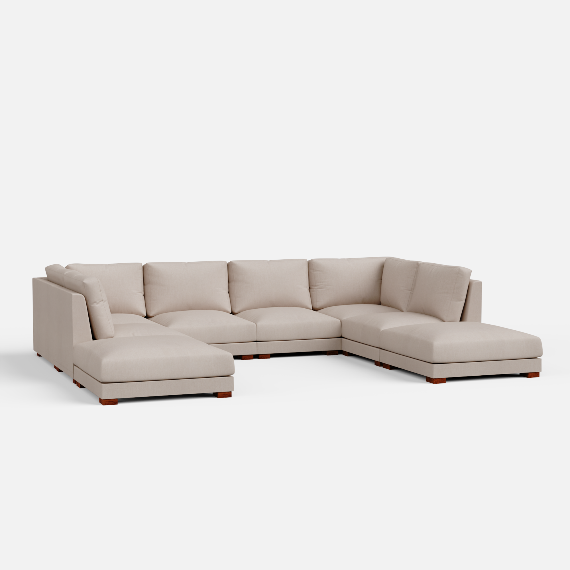 Derek Modular U- Shaped sofa with ottoman - 62" Left Chaise with 34" Ottoman | 123" Middle | 62" Right Chaise with 34" Ottoman - Crafts Mill Bespoke Furniture - Modular sectional sofas