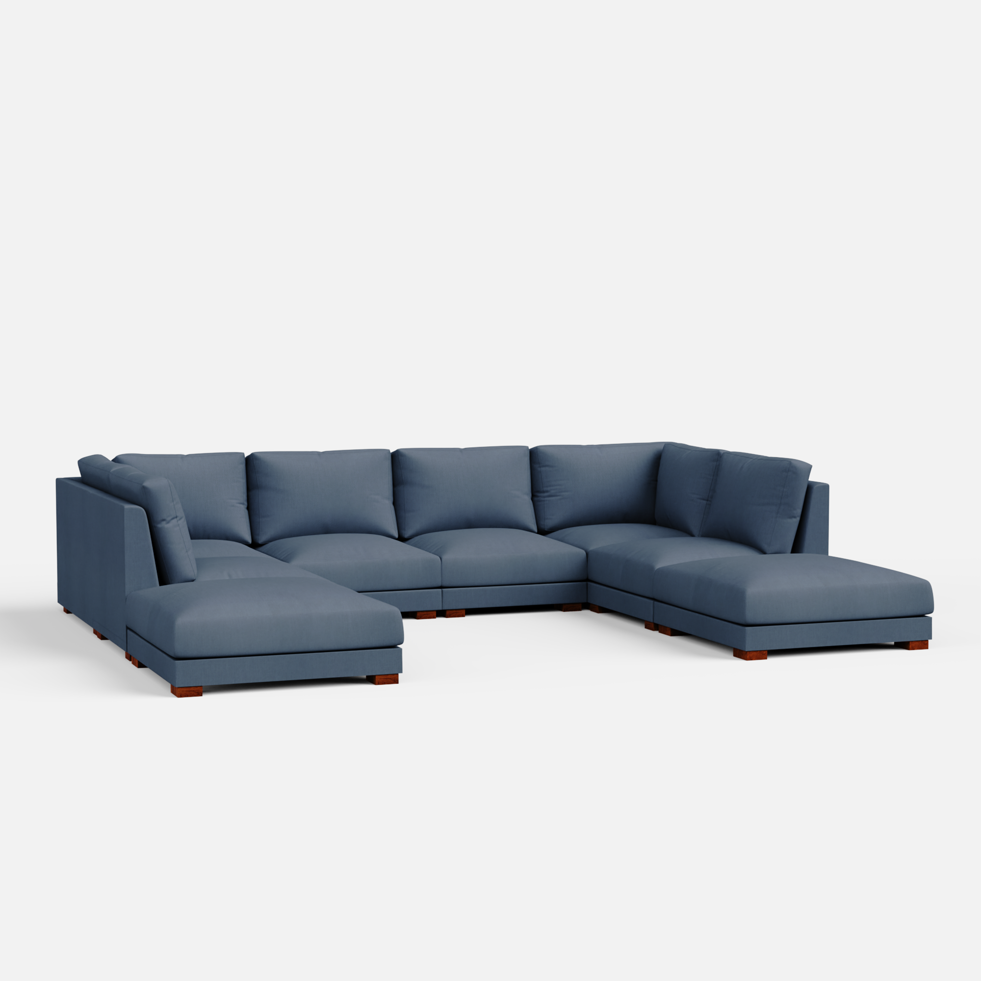 Derek Modular U- Shaped sofa with ottoman - 62" Left Chaise with 34" Ottoman | 123" Middle | 62" Right Chaise with 34" Ottoman - Crafts Mill Bespoke Furniture - Modular sectional sofas