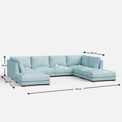 Derek Modular U- Shaped sofa with ottoman - 62" Left Chaise with 34" Ottoman | 123" Middle | 62" Right Chaise with 34" Ottoman - Crafts Mill Bespoke Furniture - Modular sectional sofas