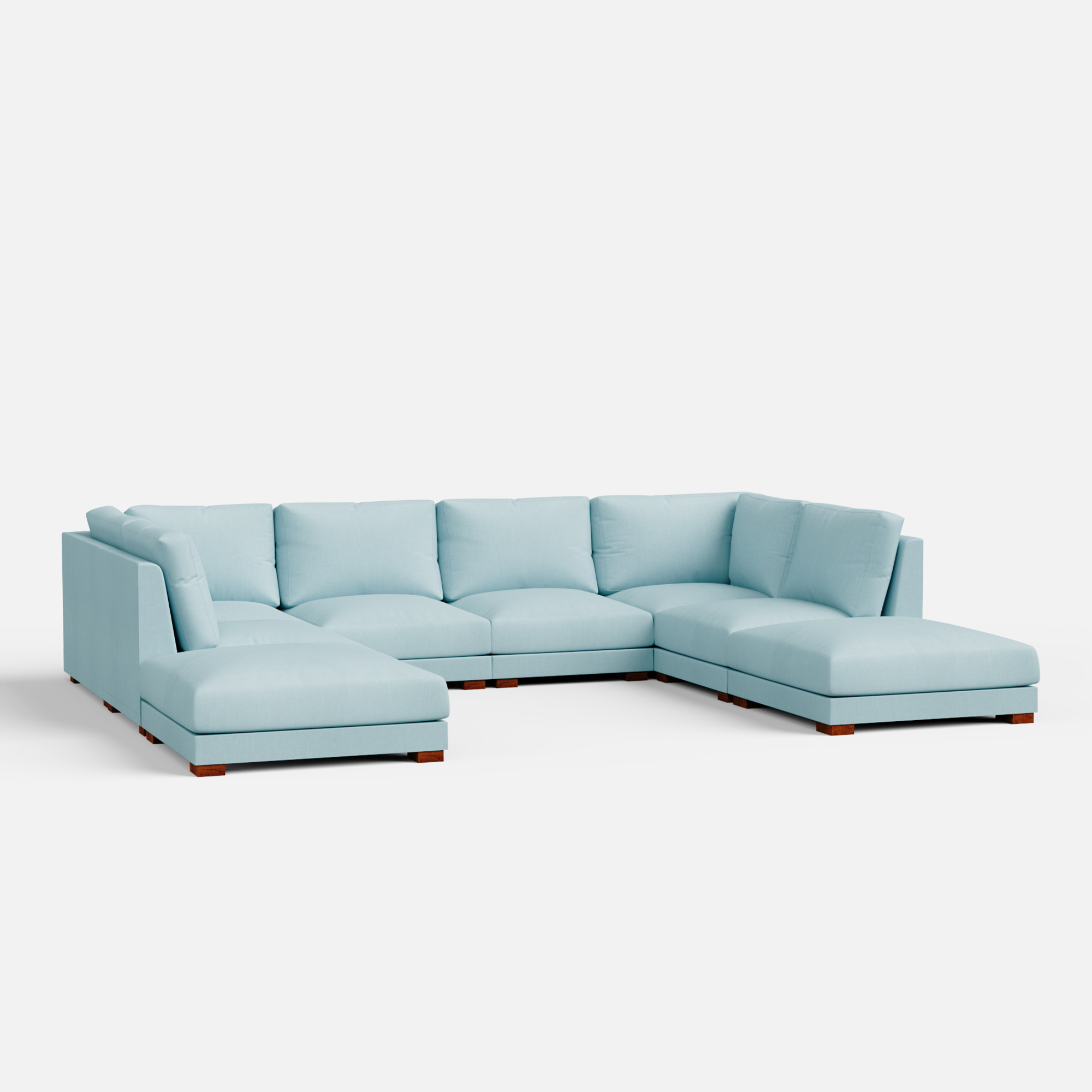 Derek Modular U- Shaped sofa with ottoman - 62" Left Chaise with 34" Ottoman | 123" Middle | 62" Right Chaise with 34" Ottoman - Crafts Mill Bespoke Furniture - Modular sectional sofas
