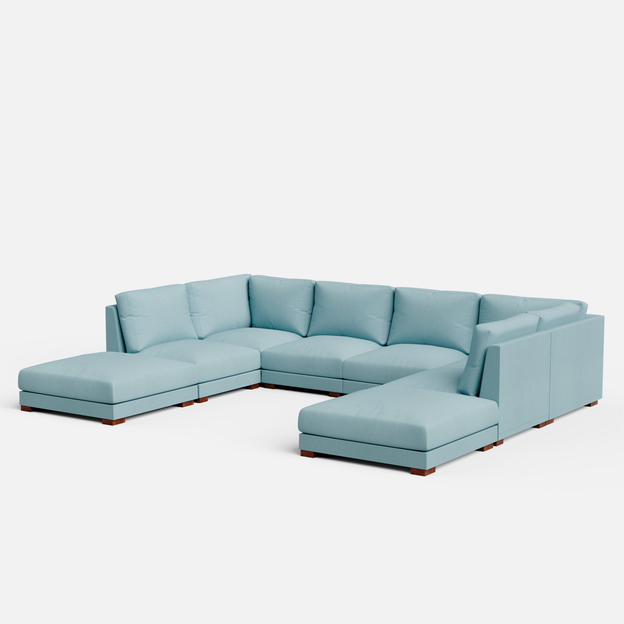 Derek Modular U- Shaped sofa with ottoman - 62" Left Chaise with 34" Ottoman | 123" Middle | 62" Right Chaise with 34" Ottoman - Crafts Mill Bespoke Furniture - Modular sectional sofas