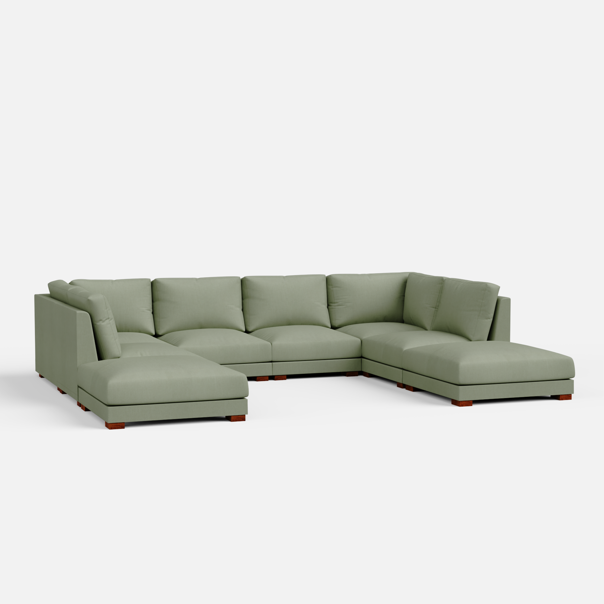 Derek Modular U- Shaped sofa with ottoman - 62" Left Chaise with 34" Ottoman | 123" Middle | 62" Right Chaise with 34" Ottoman - Crafts Mill Bespoke Furniture - Modular sectional sofas