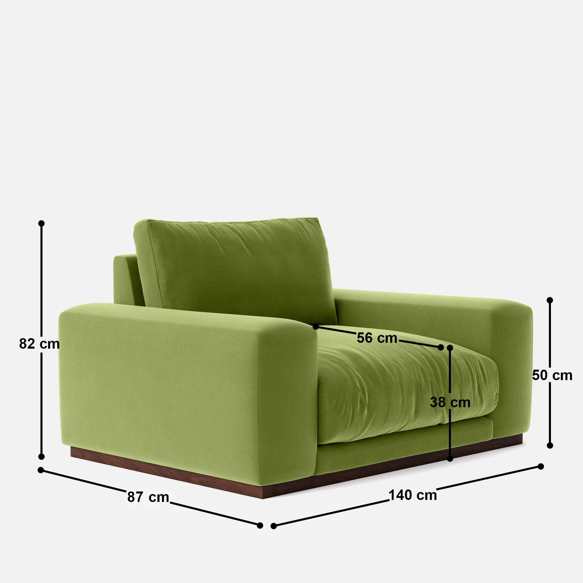 Derek 1 Seater Love Seat Sofa - 55"