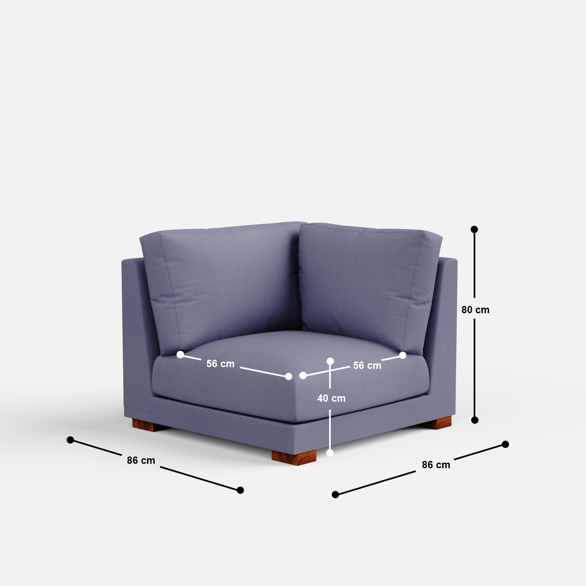 Derek modular right arm 3 seater sofa with ottoman - 133.5" - Crafts Mill Bespoke Furniture - Modular sectional sofas
