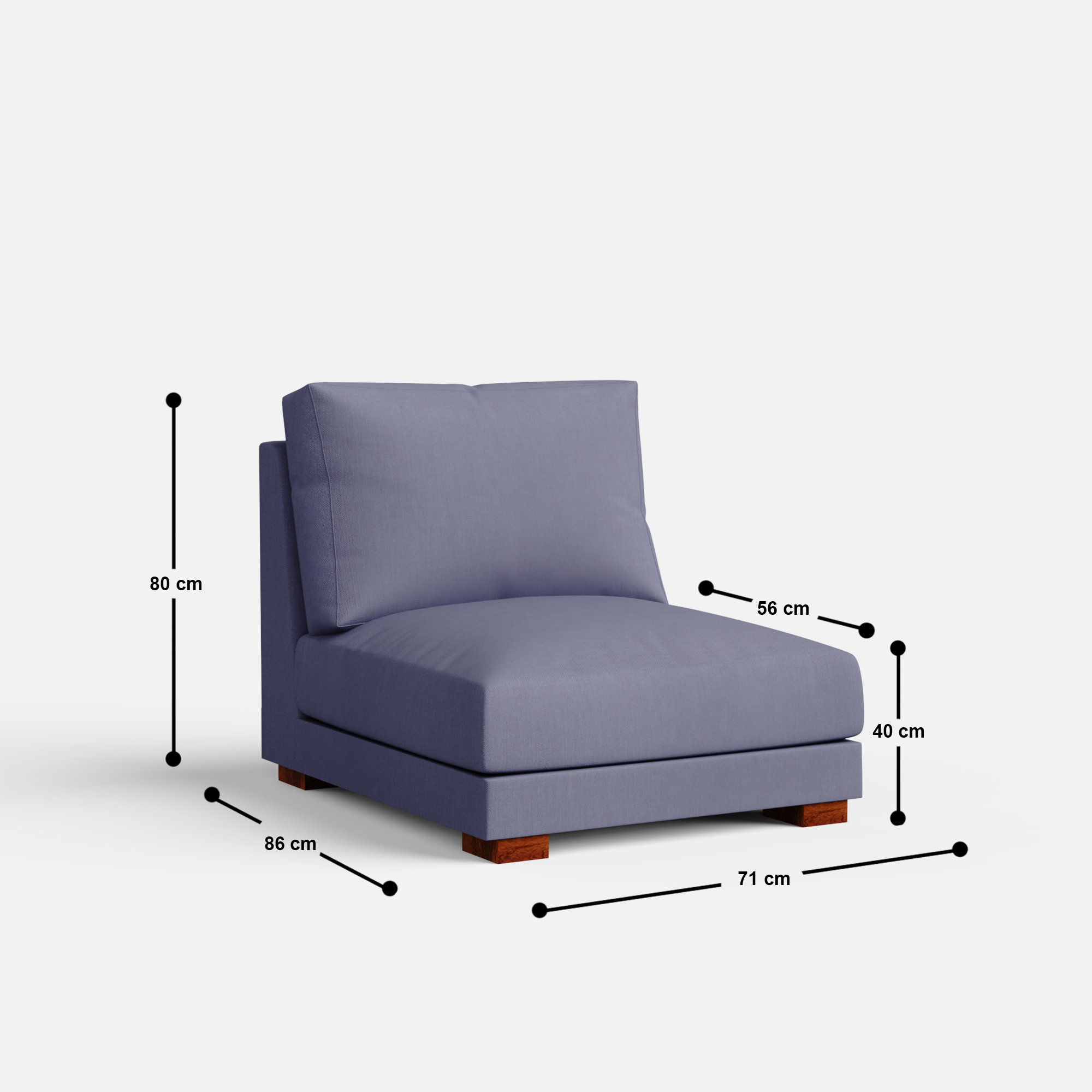 Derek modular right arm 3 seater sofa with ottoman - 133.5" - Crafts Mill Bespoke Furniture - Modular sectional sofas