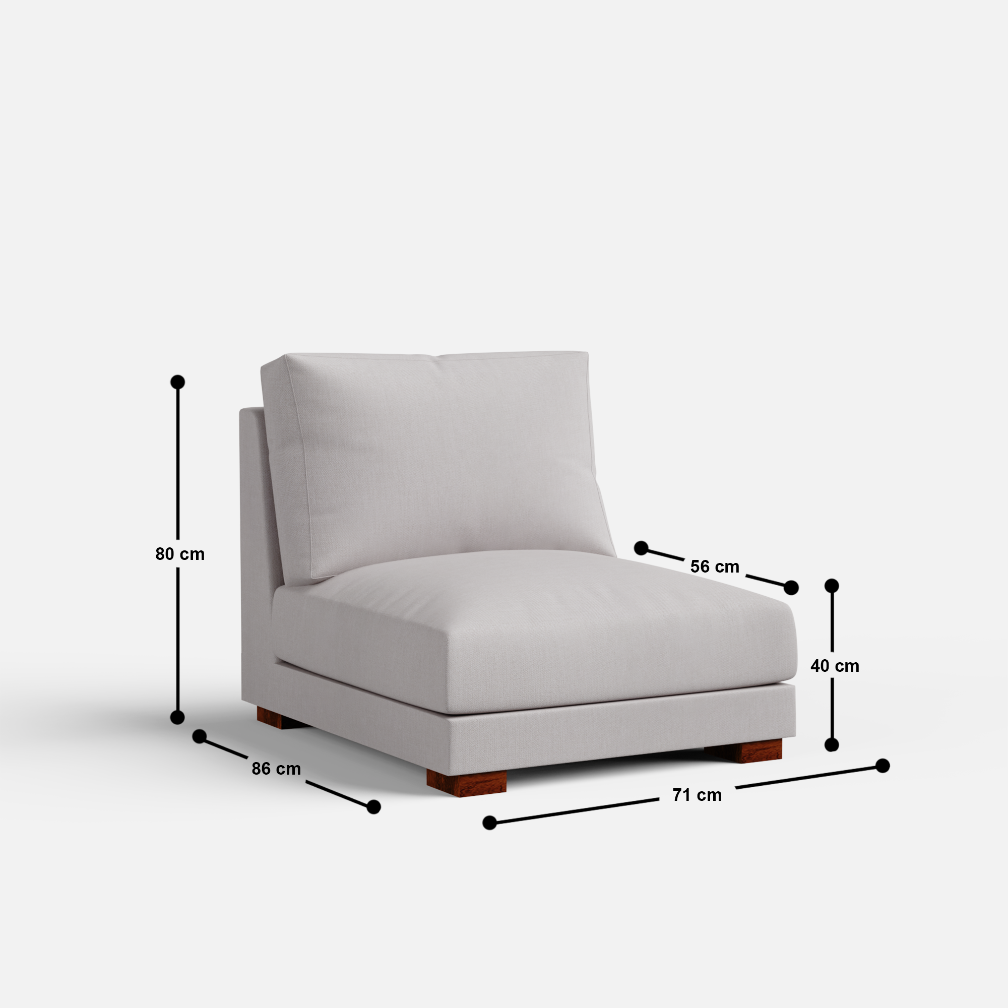 Derek modular right arm 5 seater sofa with ottoman - 127.5" | 61.6" Left chaise with 34" Ottoman - Crafts Mill Bespoke Furniture - Modular Sectional Sofas