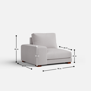 Derek modular right arm 5 seater sofa with ottoman - 127.5" | 61.6" Left chaise with 34" Ottoman - Crafts Mill Bespoke Furniture - Modular Sectional Sofas