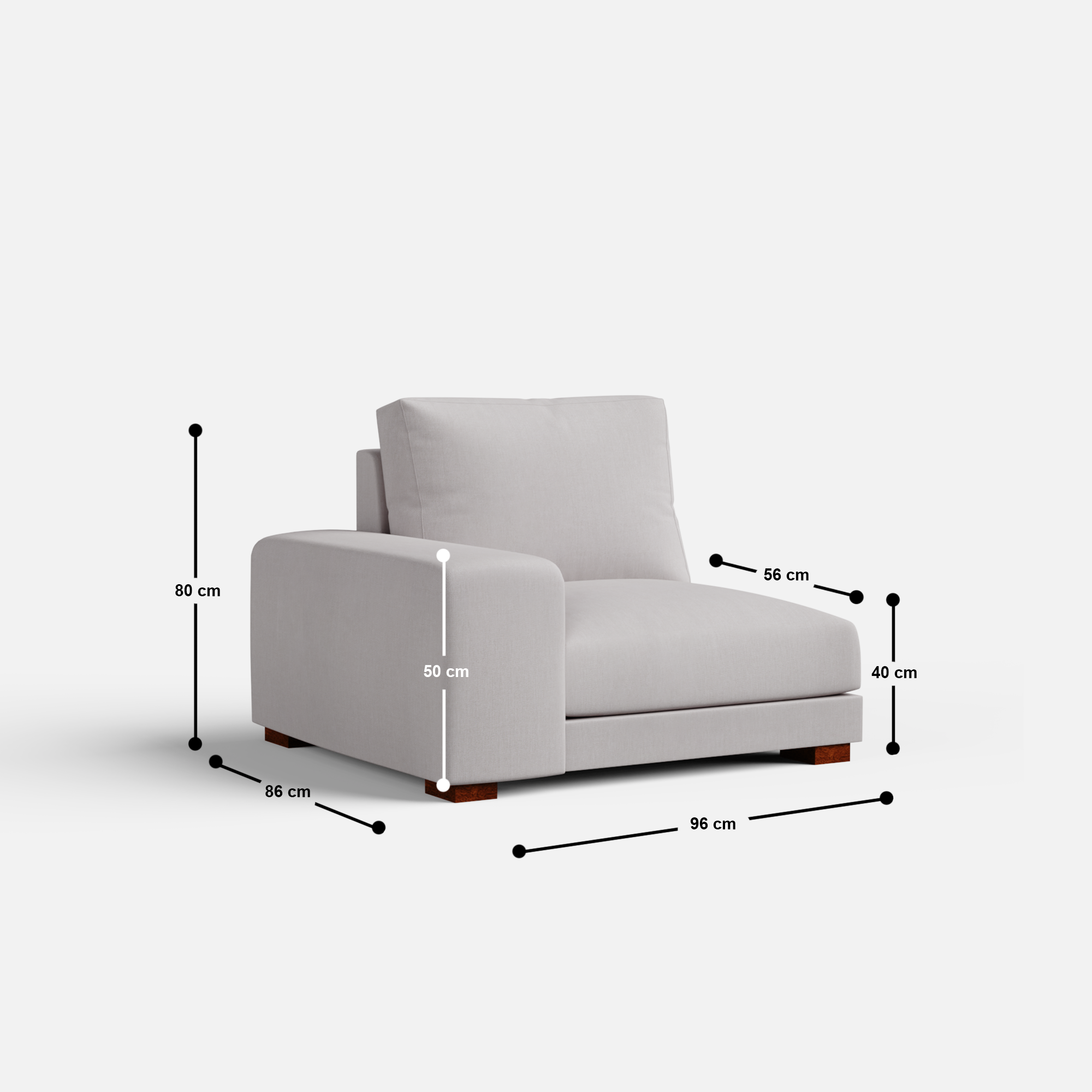 Derek modular right arm 5 seater sofa with ottoman - 127.5" | 61.6" Left chaise with 34" Ottoman - Crafts Mill Bespoke Furniture - Modular Sectional Sofas