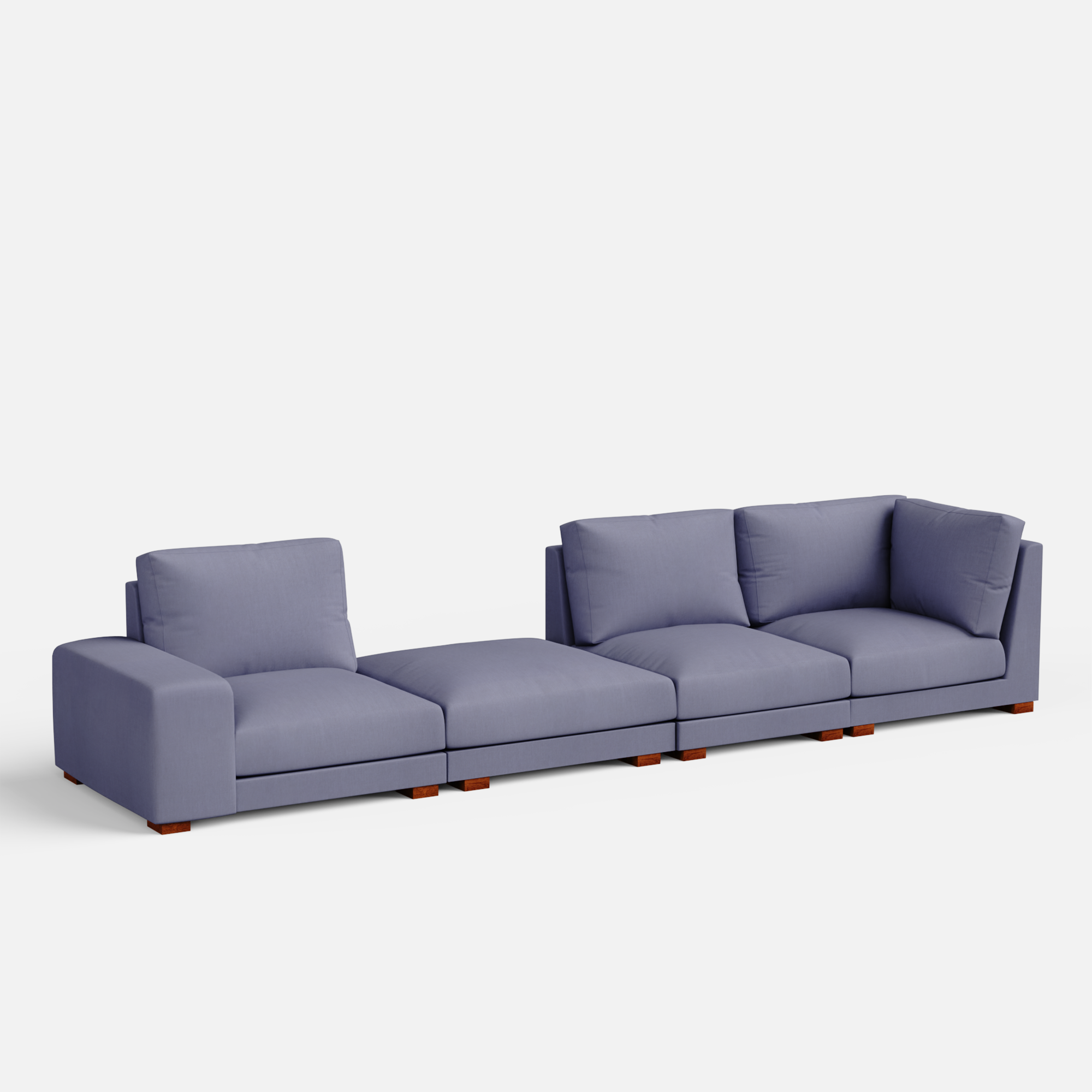 Derek modular right arm 3 seater sofa with ottoman - 133.5" - Crafts Mill Bespoke Furniture - Modular sectional sofas