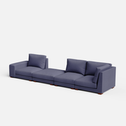 Derek modular right arm 3 seater sofa with ottoman - 133.5" - Crafts Mill Bespoke Furniture - Modular sectional sofas