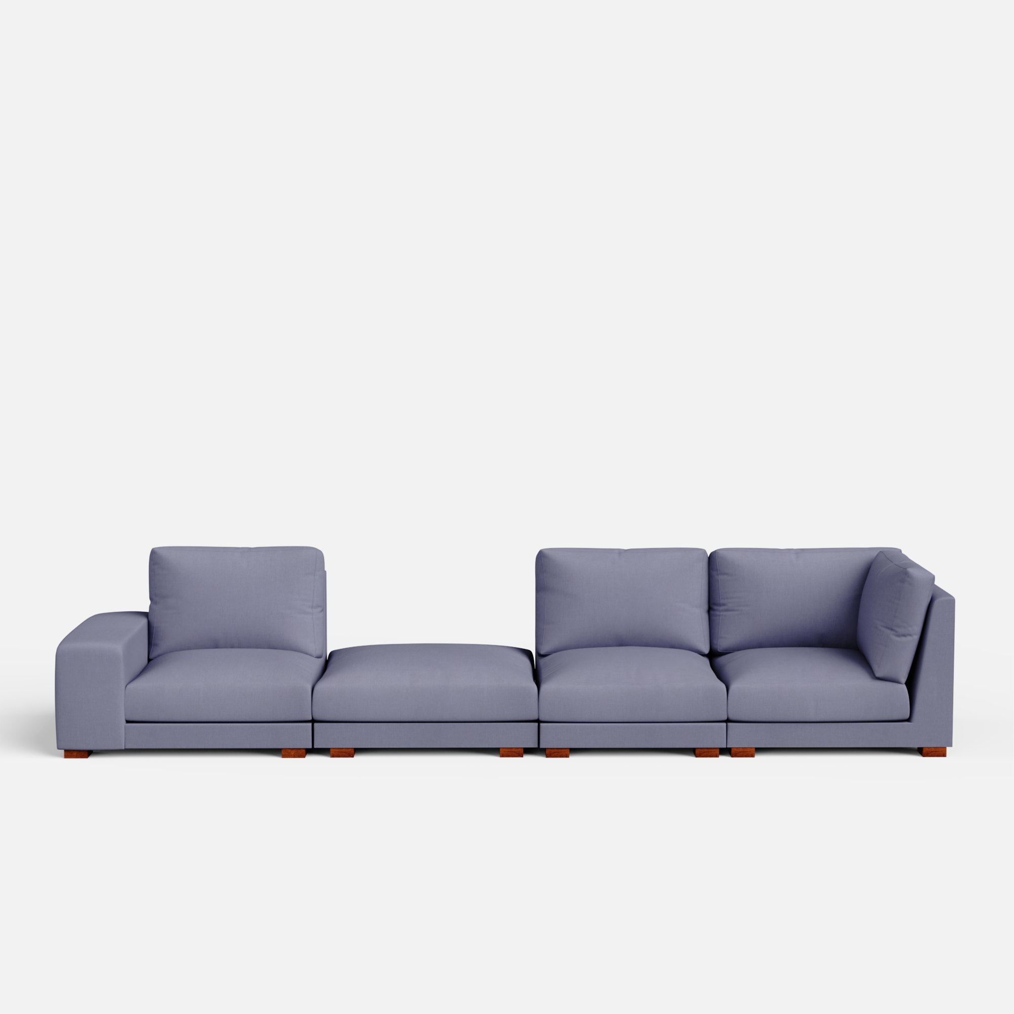 Derek modular right arm 3 seater sofa with ottoman - 133.5" - Crafts Mill Bespoke Furniture - Modular sectional sofas