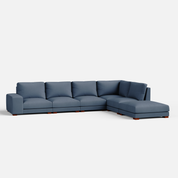 Derek modular right arm 5 seater sofa with ottoman - 127.5" | 61.6" Left chaise with 34" Ottoman - Crafts Mill Bespoke Furniture - Modular Sectional Sofas