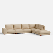 Derek modular right arm 5 seater sofa with ottoman - 127.5" | 61.6" Left chaise with 34" Ottoman - Crafts Mill Bespoke Furniture - Modular Sectional Sofas