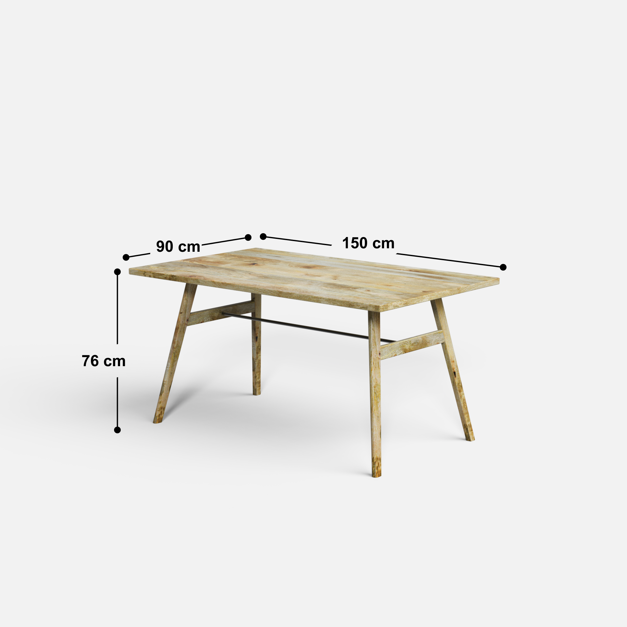 Dido-Flora Dining Table Set - 4 Seater - Table (150 cm x 90 cm x 76 cm) + 4 Flora Chairs - Mango Table + Sheesham Seating