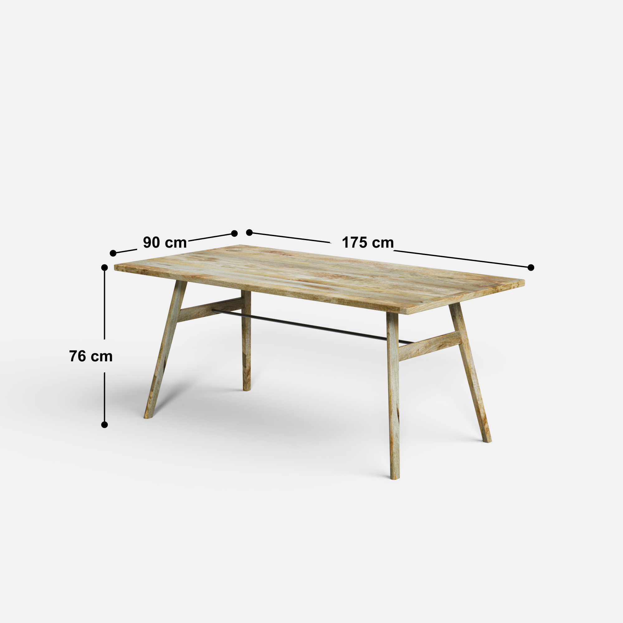 Dido Luxury Dining Table - Large 6 Seater - 175 cm x 90 cm x 76 cm - Mango