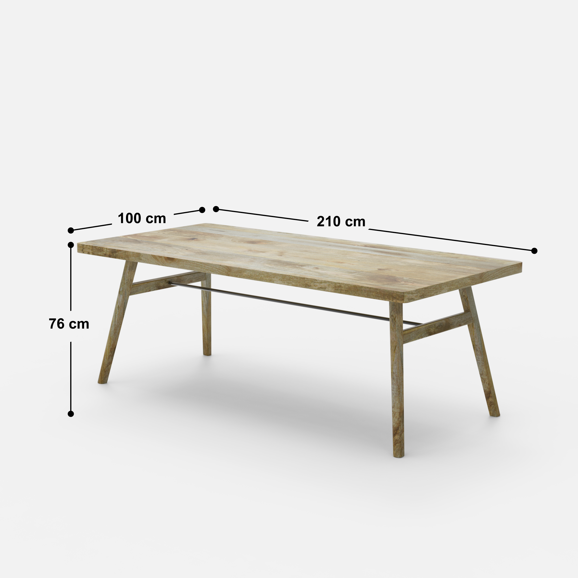 Dido Luxury Dining Table - 8 Seater - 210 cm x 100 cm x 76 cm - Mango
