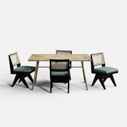 Dido-Jean Dining Table Set - 4 Seater - Table (150 cm x 90 cm x 76 cm) + 4 Jean Chairs - Mango Table + Sheesham Seating