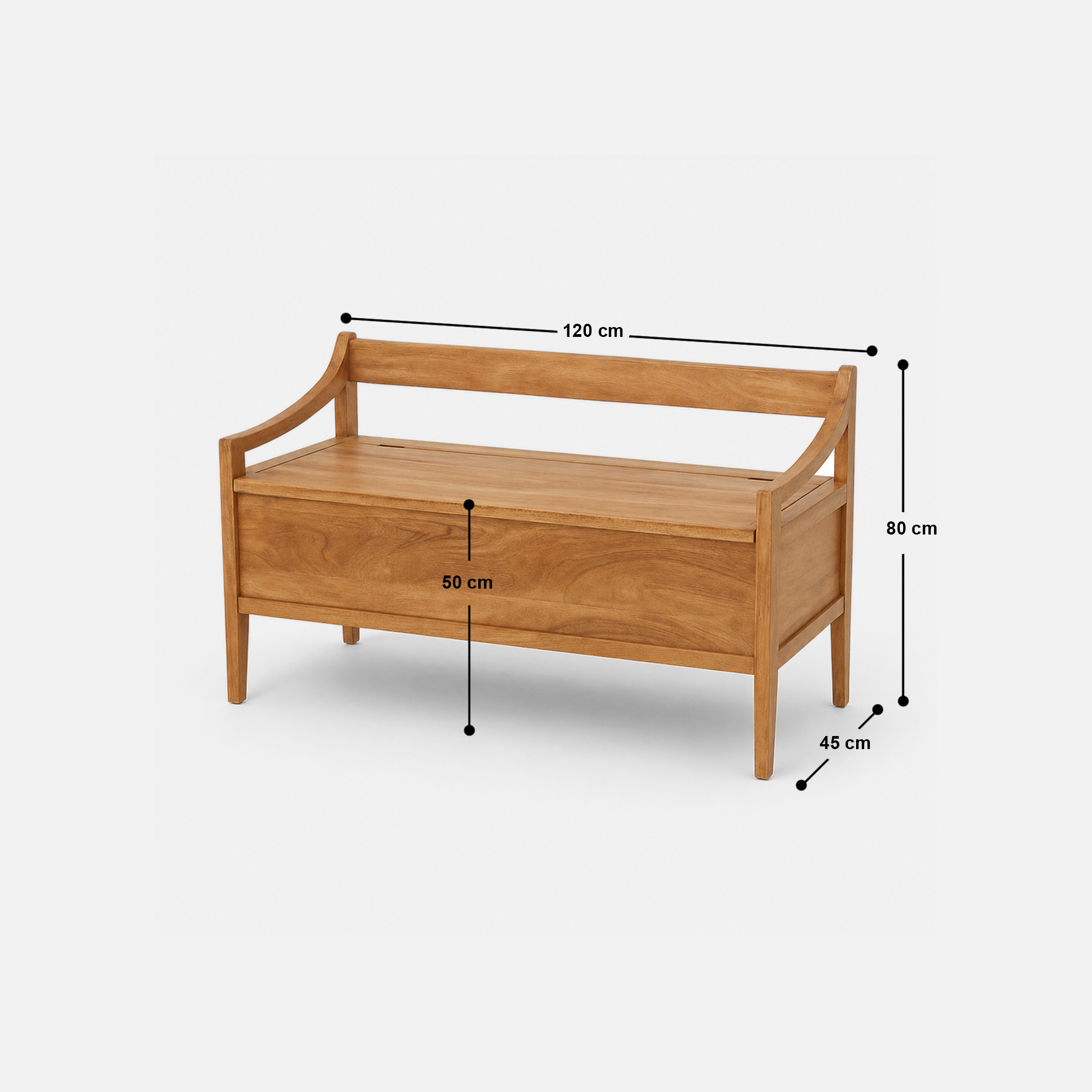 Durham Mango Wood Storage Bench with Backrest