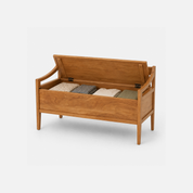 Durham Mango Wood Storage Bench with Backrest