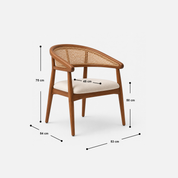 Elaine Rattan Weave Cafe Chair with Upholstered Seat