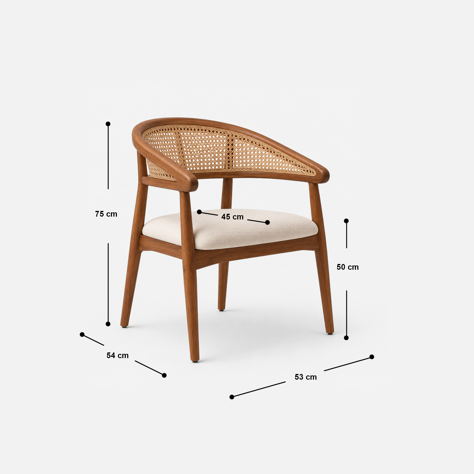 Elaine Rattan Weave Cafe Chair with Upholstered Seat