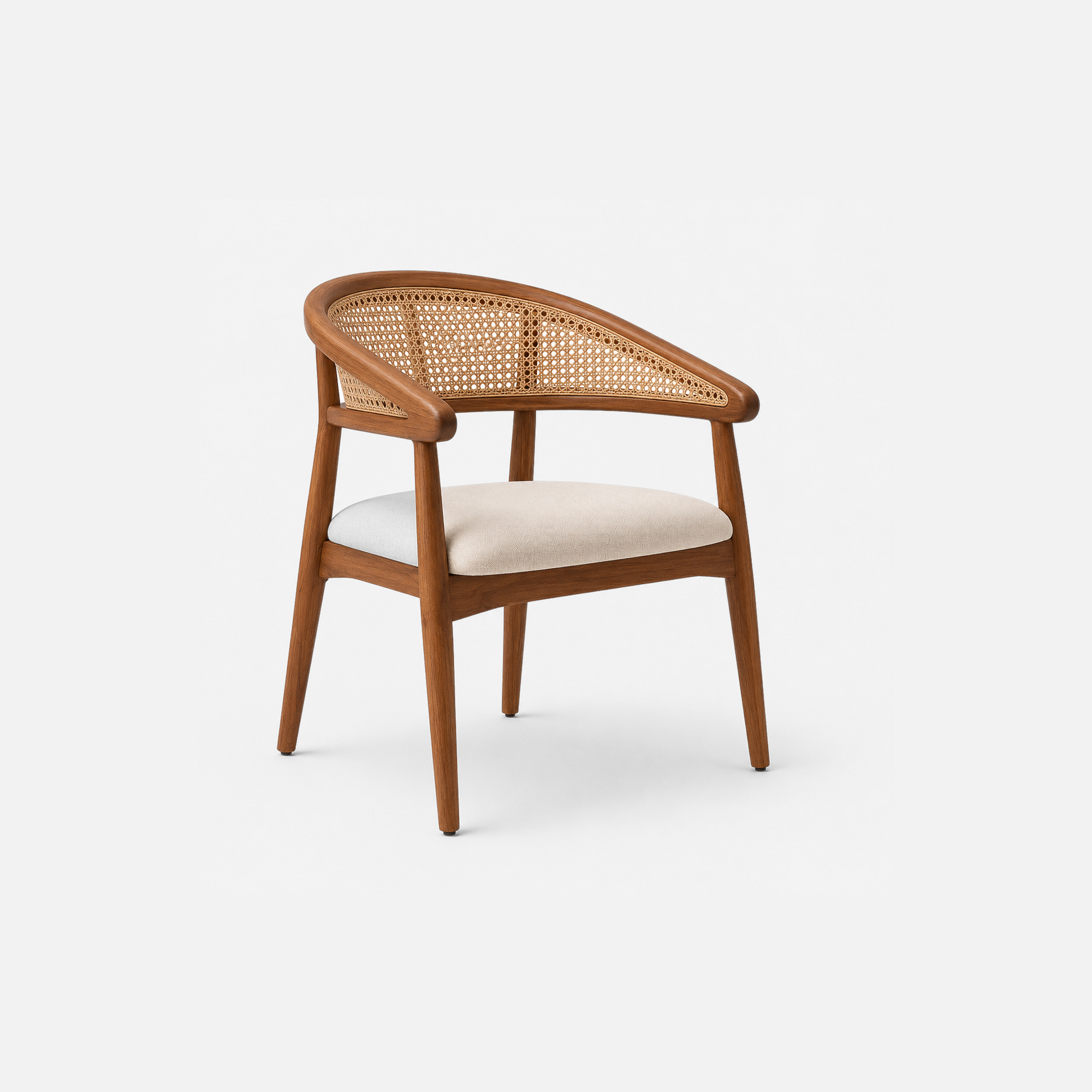 Elaine Rattan Weave Cafe Chair with Upholstered Seat