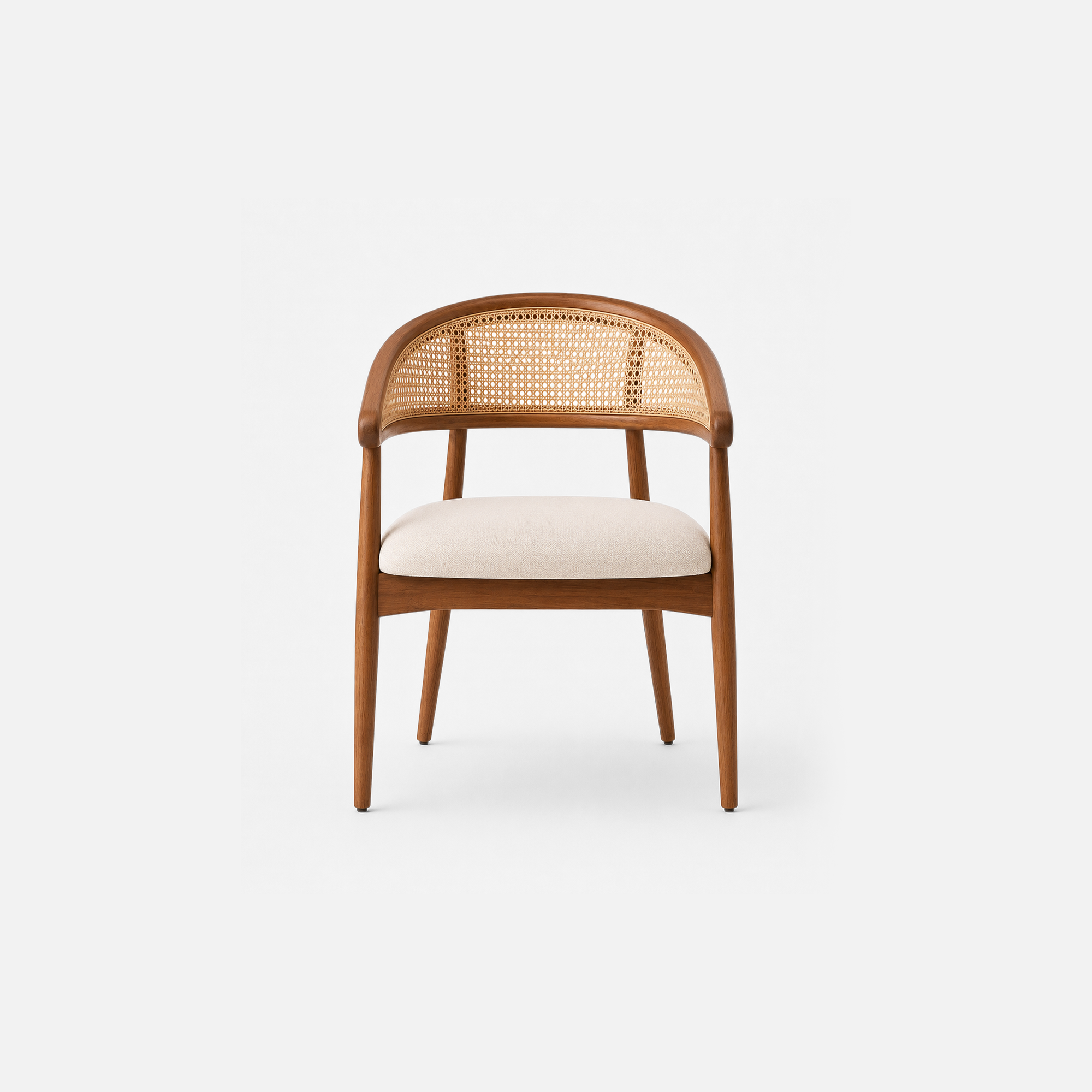 Elaine Rattan Weave Cafe Chair with Upholstered Seat