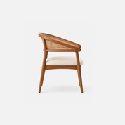Elaine Rattan Weave Cafe Chair with Upholstered Seat