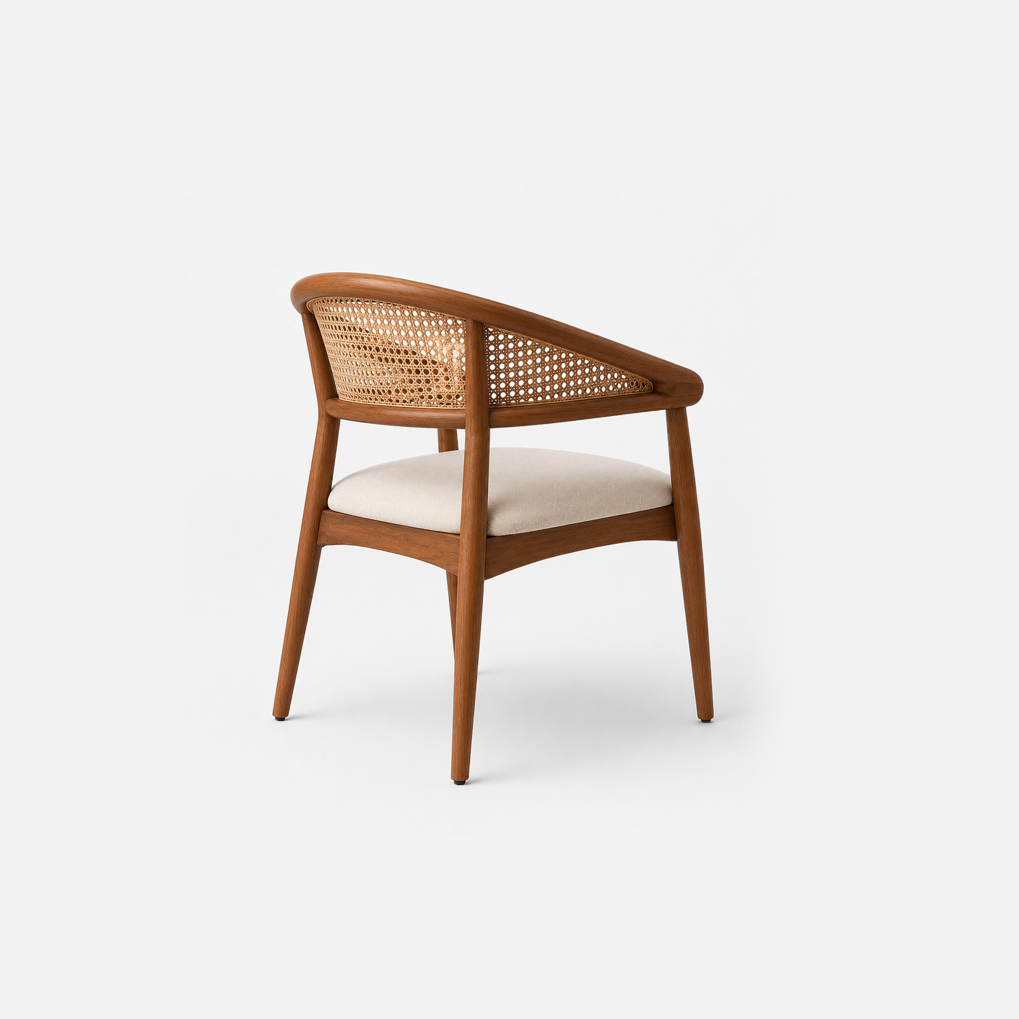 Elaine Rattan Weave Cafe Chair with Upholstered Seat