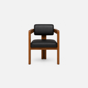 Elara Modern Cafe Chair with Walnut Frame and Black Leather Upholstery